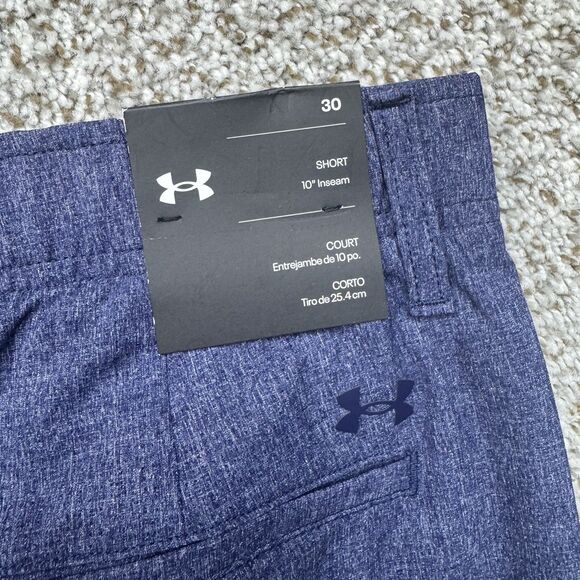 Under Armour Golf Vented Shorts Mens 30 Navy Blue Heather 10" Inseam Stretch New - Picture 7 of 12